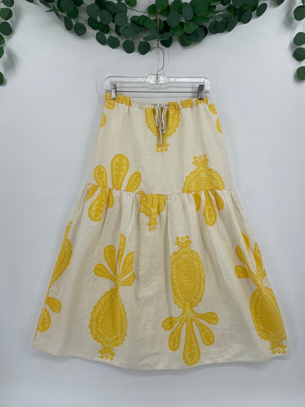 Cupcakes and Cashmere Yellow  Pineapple Linen Blend Top & Skirt Set Small